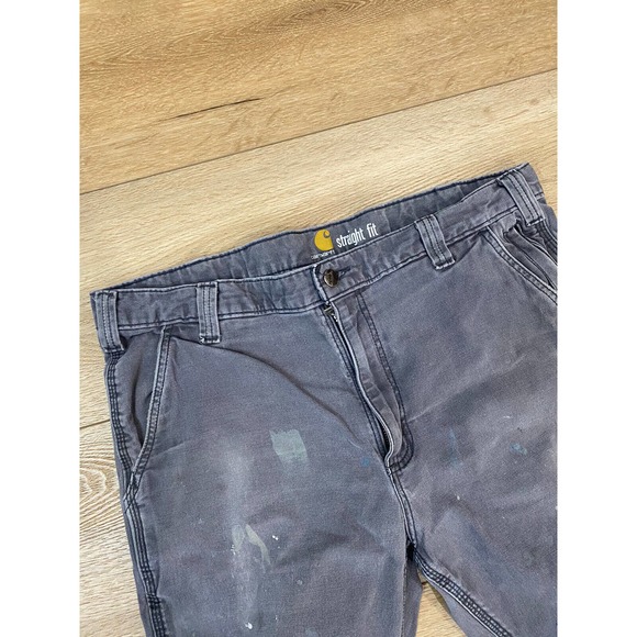 Carhartt Pants Mens 38x30 Gray Charcoal (Measures 36x28) Distressed Paint - Picture 4 of 8